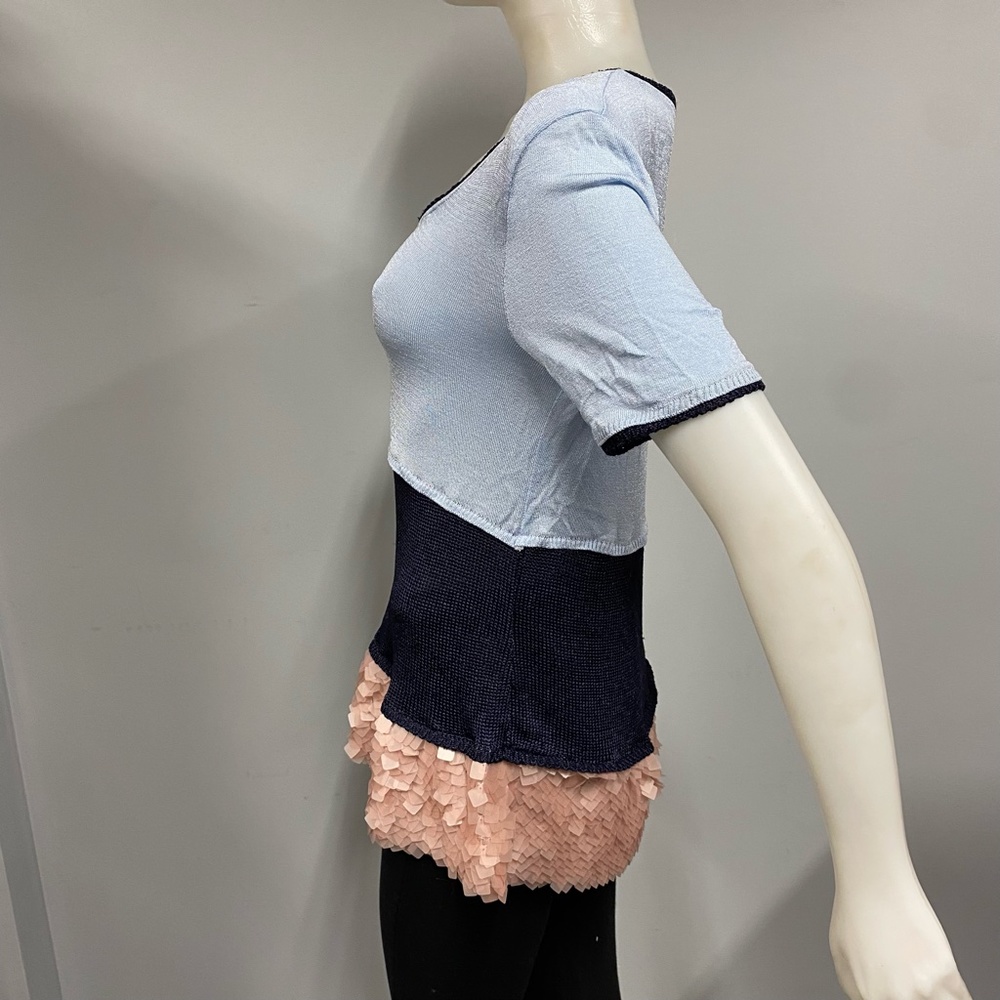 Tricot Chic Blue Pink Embellished Shirt Top View 4